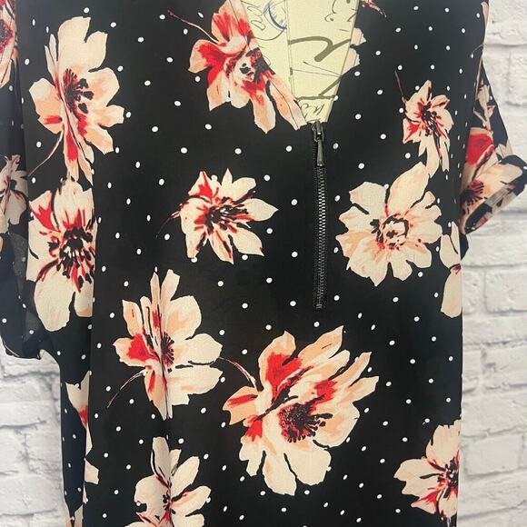 Maurice's Pants - Maurice's Black Polka Dot Floral Blouse - Women's XL